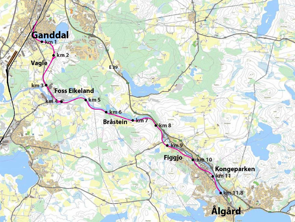 Ålgårdbanen kart